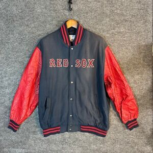RARE Starter Boston Red Sox Varsity Jacket Men's Large GENUINE Leather Sleeves